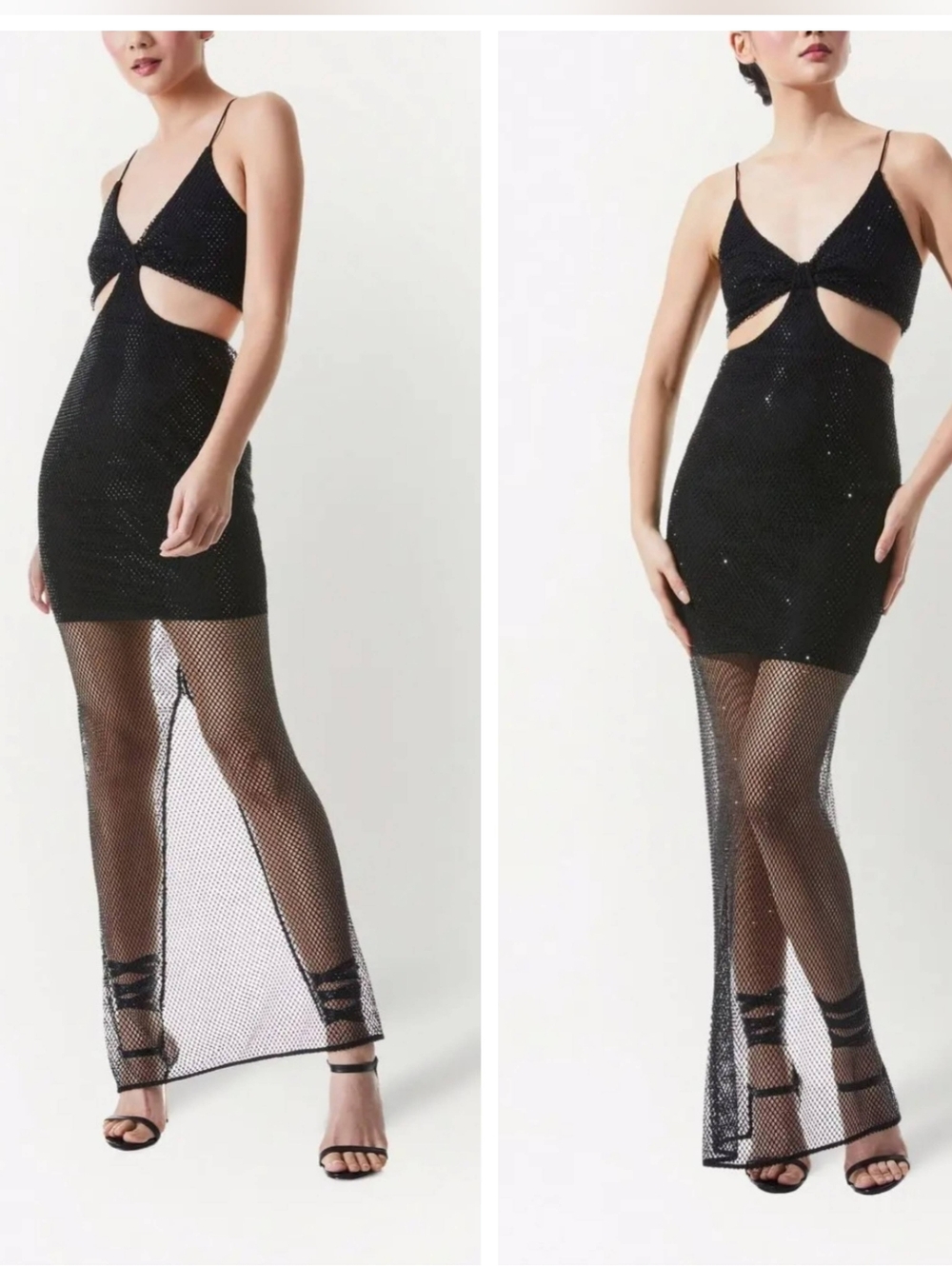 Alice + Olivia Havana embellished mesh cutout maxi dress in black Sz 0 $795 - Picture 4 of 14